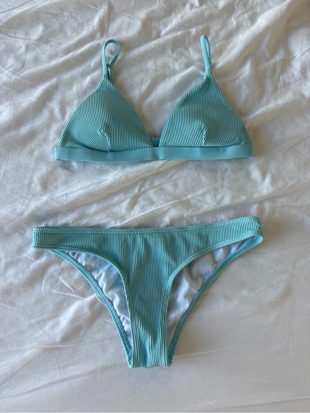 Ribbed Light Aqua Bikini Set